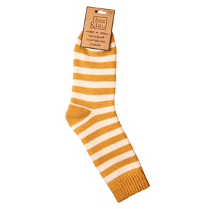 Cosy Socks with Wide Gold Stripes