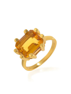 Square Claw Ring, Citrine - Medium