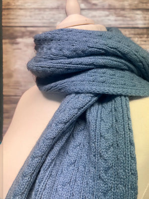 Cornflower Cable Knit Scarf