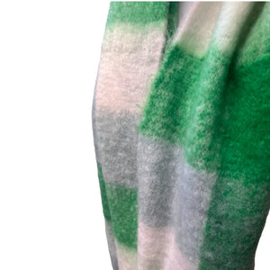 Green Colour Block Super Soft Check Scarf