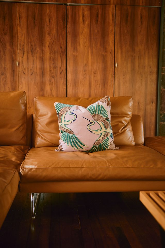 Crane Square Cushion and Velvet Cover - Plaster Pink