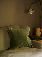 Indian Cotton Velvet Cushion - Lichen