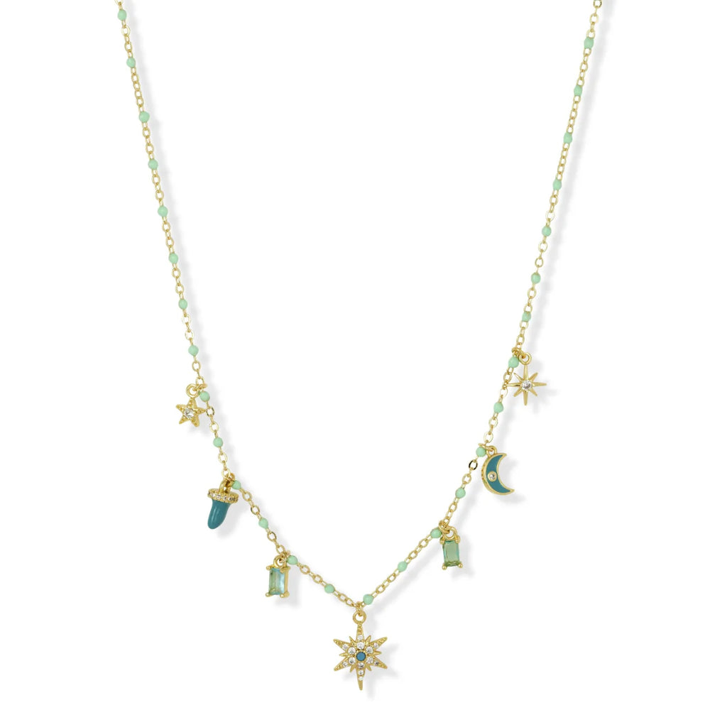 Ella Charm Gold Necklace - Turquoise