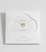 Wire Heart Necklace - Gold With Silver Chain