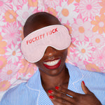 Linen Eye Mask - Blue/Turquoise "F**k Off" (With Lavender)