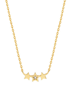 TRIPLE CZ STAR NECKLACE - Gold Plated