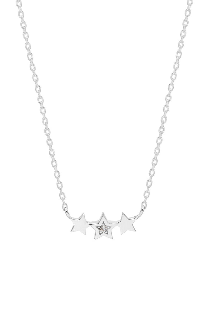 TRIPLE CZ STAR NECKLACE - Silver Plated