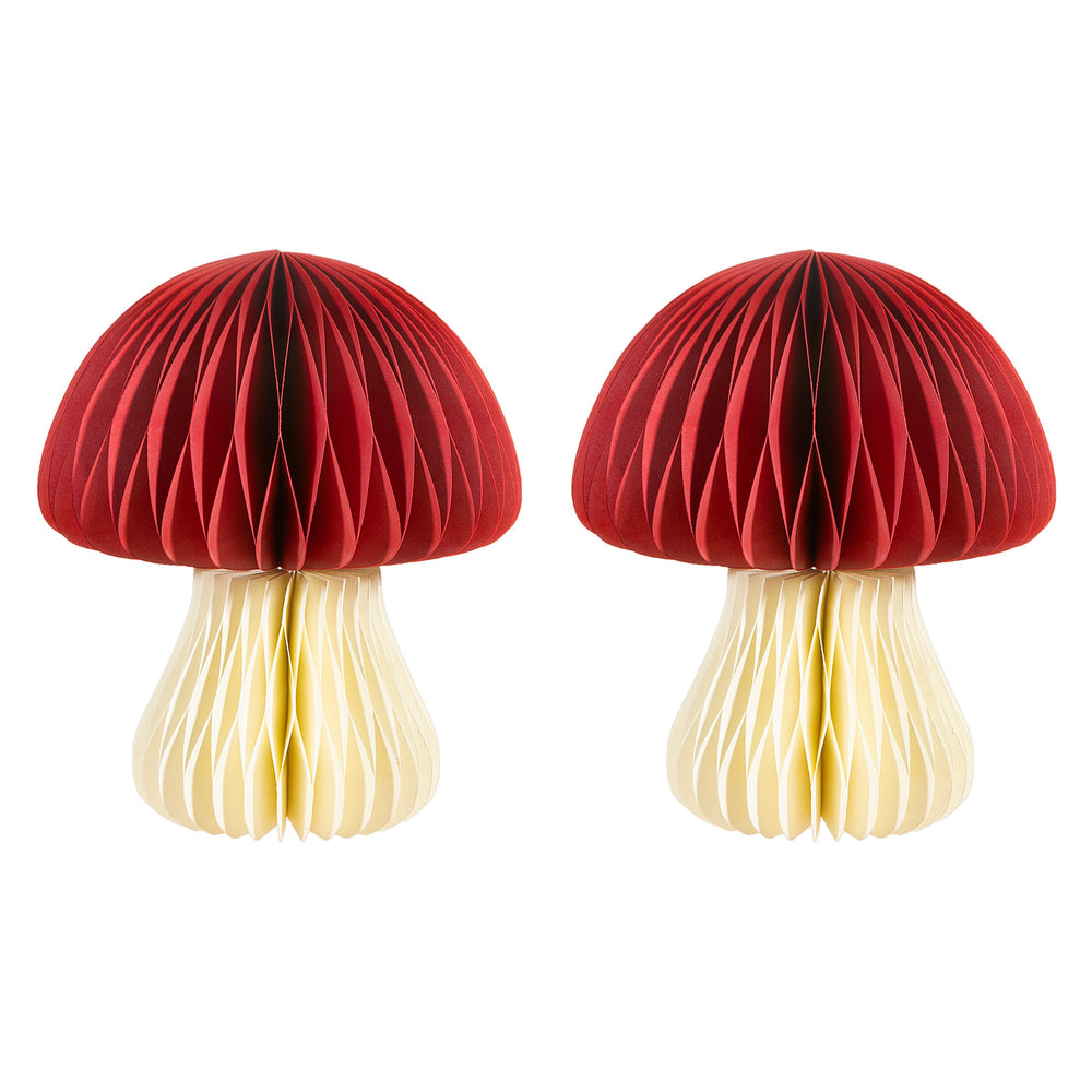 Honeycomb Mushrooms Paper Standing Decorations - Set of 2