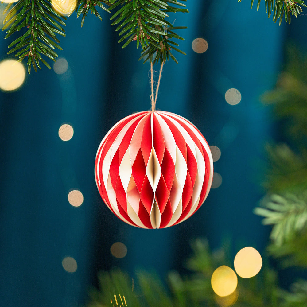 Red and White Honeycomb Paper Hanging Decorations
