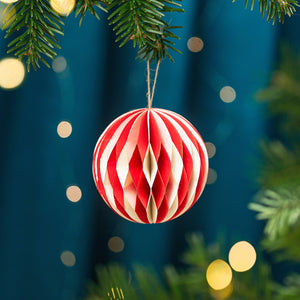 Red and White Honeycomb Paper Hanging Decorations
