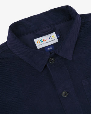 Men's Organic Buttoned Cord Overshirt - Deep Indigo