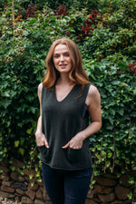 Corry V Neck Tank Top - Seaweed