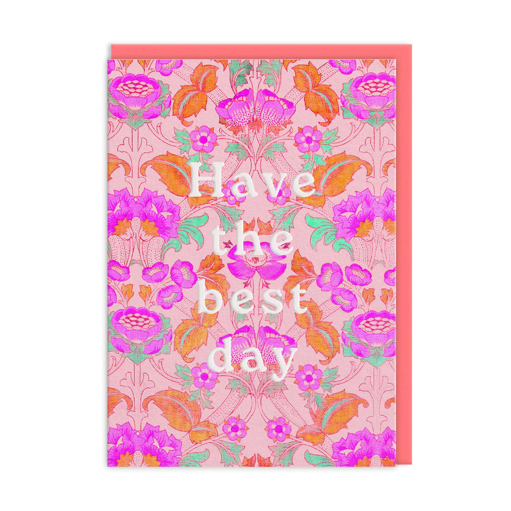 Neon Floral Pink Arts and Crafts Card