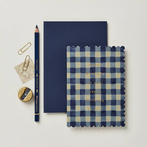 Blue Gingham 'Happy Birthday To You' Card