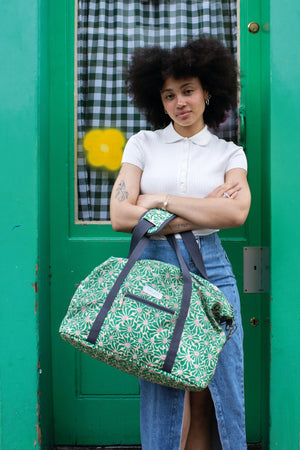 Green Abstract Flowers Weekender Bag - Eco
