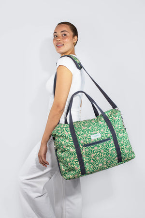 Green Abstract Flowers Weekender Bag - Eco