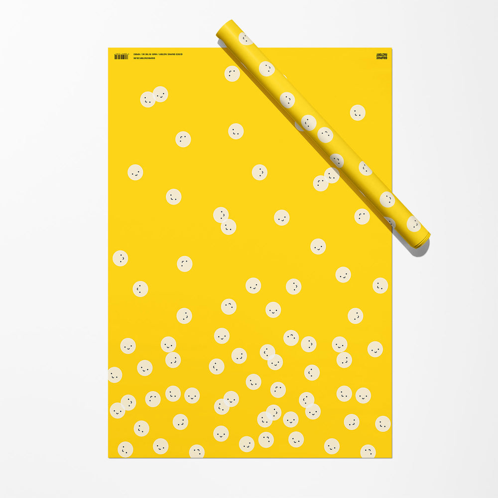 Smiles Gift Wrap Sheet - Yellow