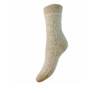 Beige Patterned Wool Blend Socks