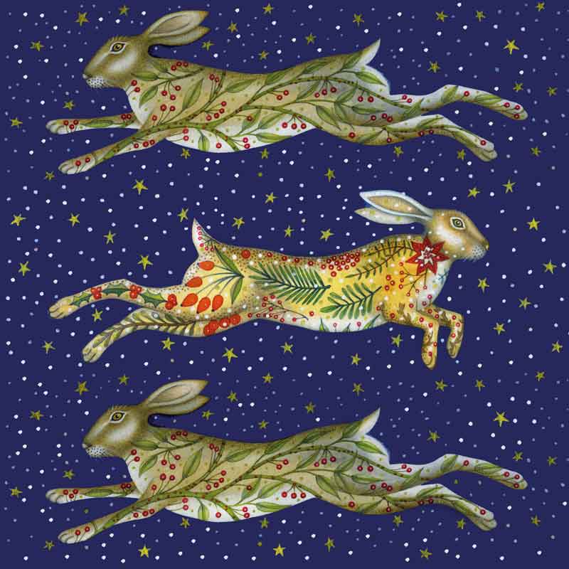 Festive Hares Christmas Card Pack (5)