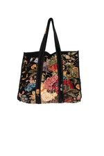 Primula Large Velvet Tote Bag - Black