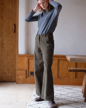 Harper Wide Leg Trousers - Olive Cord