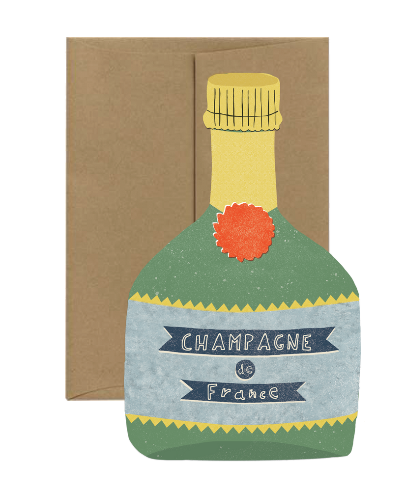 Champagne Card - French Collection Die Cut