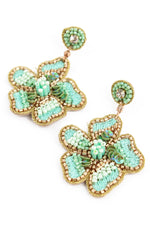 Mint Flower Beaded Earrings
