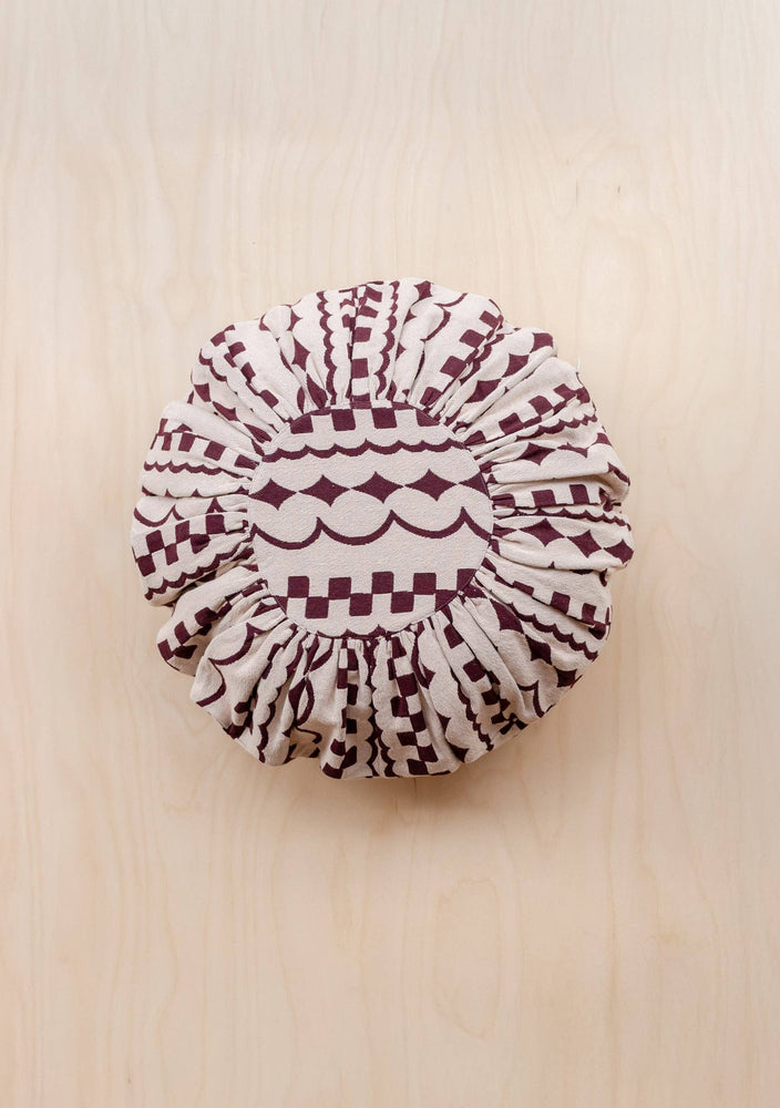 Cotton Cushion Cover in Pink Checker Stripe, With Pad