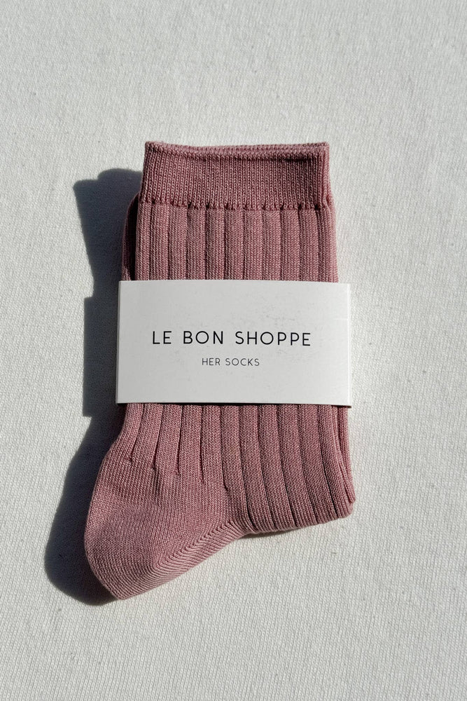 Her Socks - Mercerized Combed Cotton Rib: Coffee