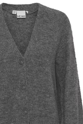 KAMARA CA3 V Neck Cardigan - Dark Grey Melange