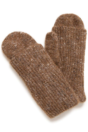 Liina Carob Brown Melange Knit Mittens - Brown