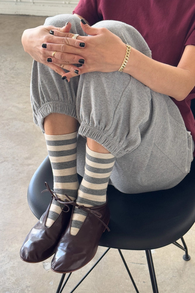 Wally Socks: Wide / Grey Stripe