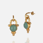 Amanda Aqua Chalcedony Pendant Earrings - Cast Bronze Gold Plated