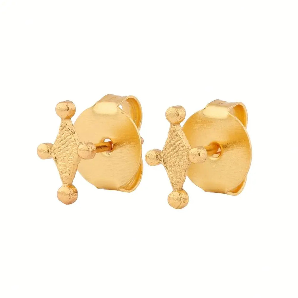 Anat Stud Earrings - Cast Bronze Gold Plated