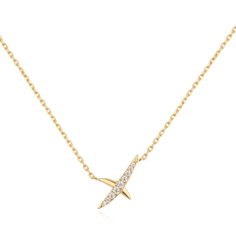 Gold Kiss Pave Necklace - Heart Hunter