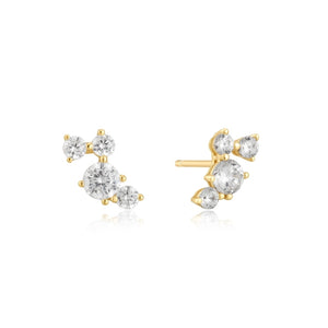 Gold Pave Climber Stud Earrings - Chic Creator