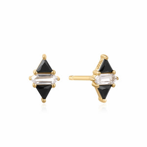 Gold Triangle Black/White Cubic Zirconia Studs - Sunshine Chaser