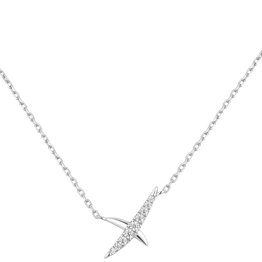 Silver Kiss Pave Necklace - Heart Hunter