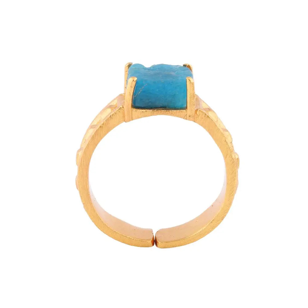 Ariana Rough Cut Apatite Ring - Cast Bronze Gold Plated