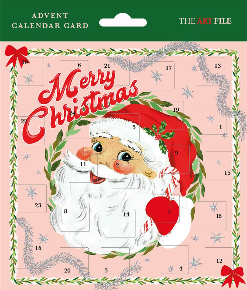 Santa Face Advent Calendar Christmas Card