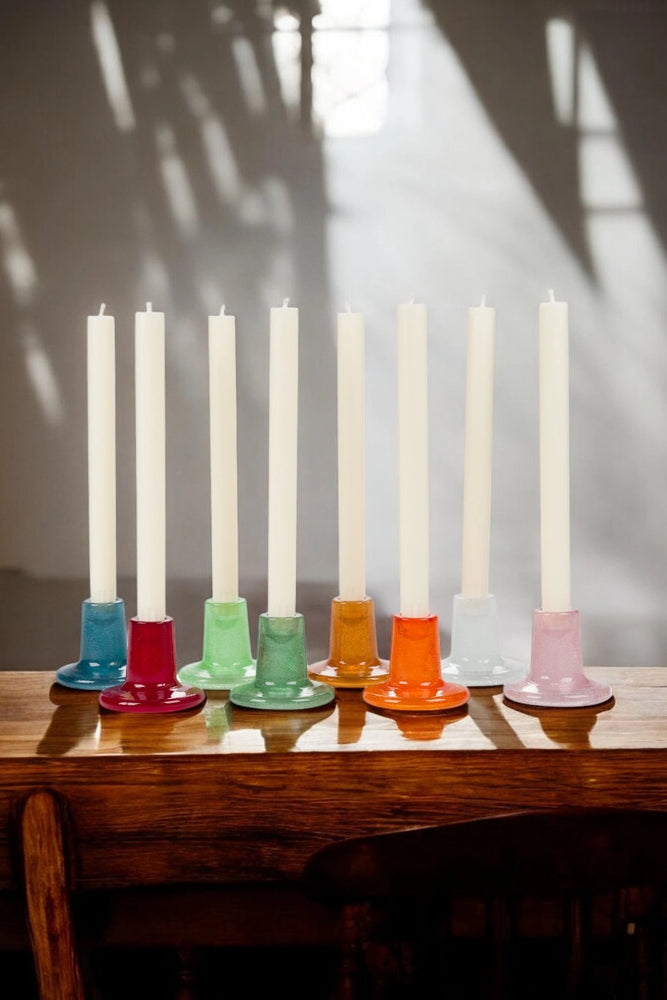Glass Candle Holder - Fiery Orange
