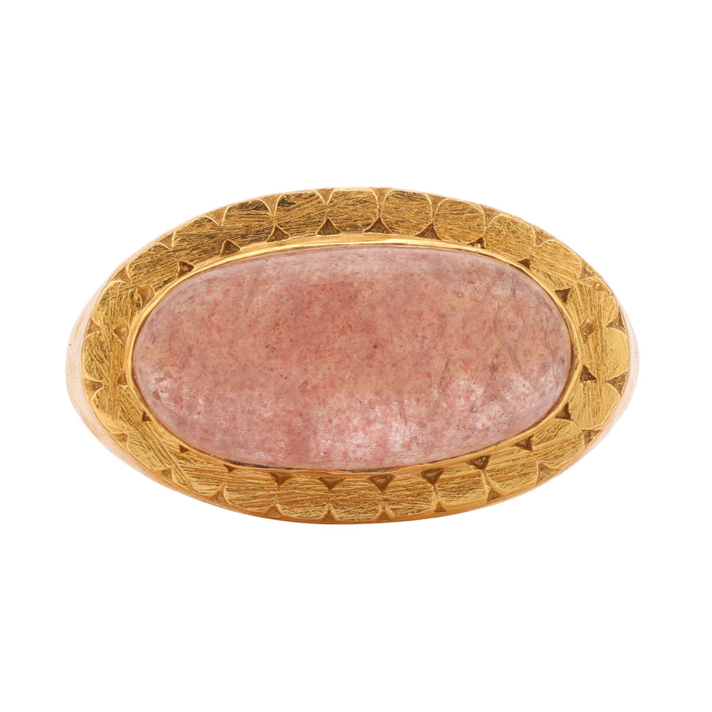 LUCRECIA Strawberry Quartz Ring - Cast Bronze Gold Plated