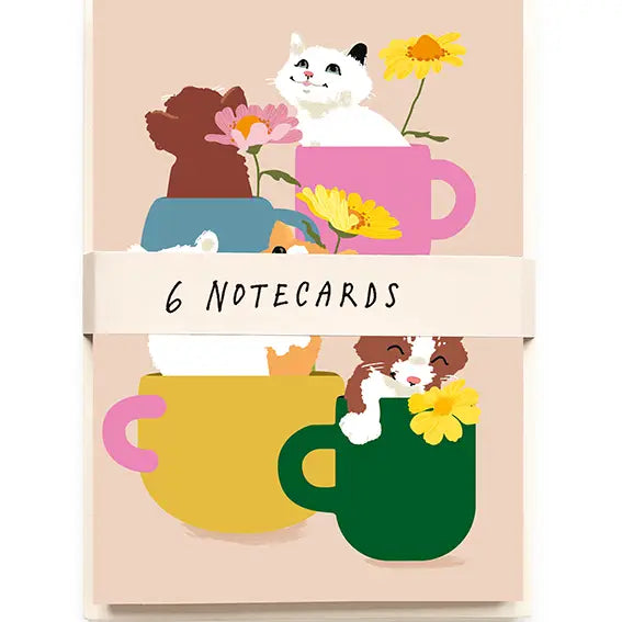 Cats In Mugs Notecards - Set of 6