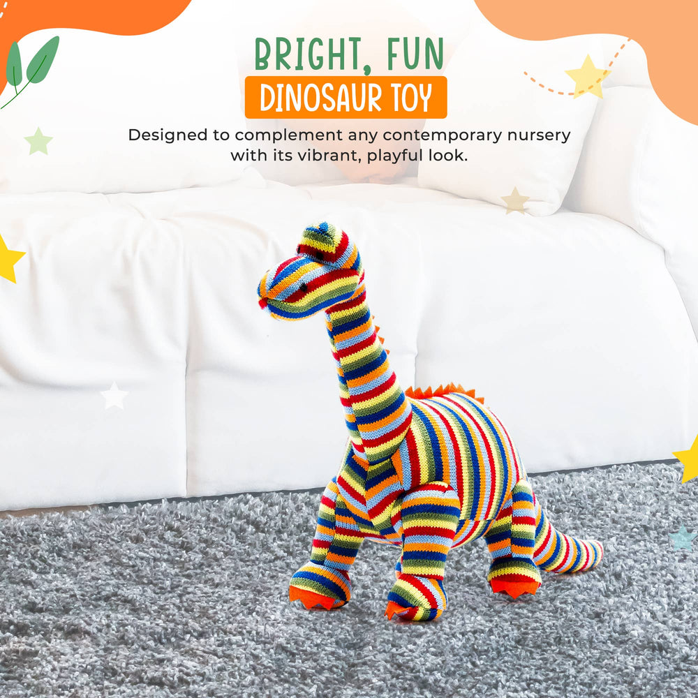 Knitted Stripe Diplodocus Dinosaur Plush Toy