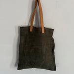 Jute Tote Bag With Leather Handles - Brown