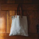 Jute Tote Bag With Leather Handles - Natural