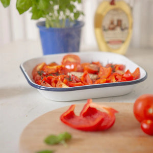 White Square Enamel Baking Tray - 24.5cm X 24.5cm