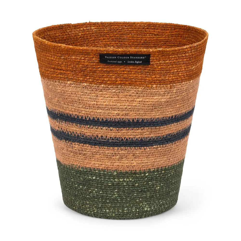 Seagrass Waste paper Basket in Olive and Old Rose