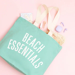 Beach Essentials Canvas Bag - Mint