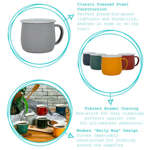 Coloured Enamel Belly Mug - 375ml - Cream